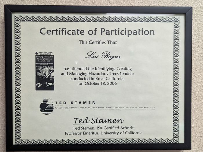 Certificate of Participation – Hazardous Trees